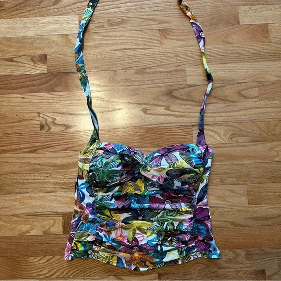 La Blanca Multicolor Patterned Swim Top Sz 12 - Picture 3 of 10